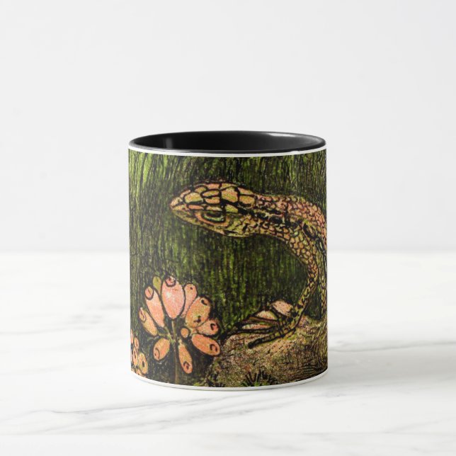 Mug Lizard et Fleur sauvage de style Art nouveau néerl (Centre)
