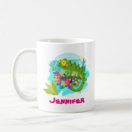 Mug Lizard tropical aux fleurs Personnalisé
