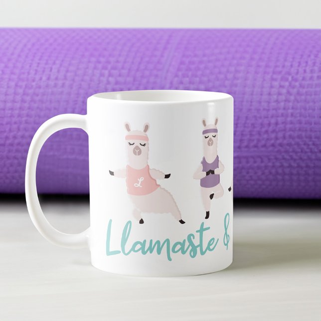 Mug Llamaste & Boire Café Yoga Llamas Monogramme (Llamaste & Drink Coffee Yoga Llamas Monogram Coffee Mug)