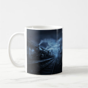 Mug Locomotive à vapeur par une nuit sombre et orageus