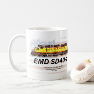 Mug Locomotive diesel EMD SD40-2. drapeau américain