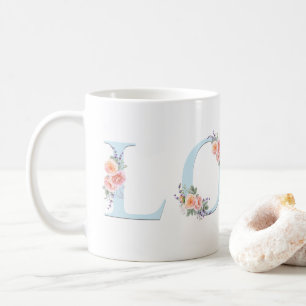 Mug Log Pastel Floral Alphabet Typographie