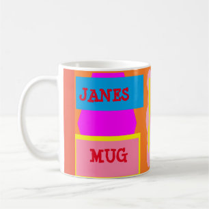 Mug LOGO avec Janes nom fun design mixte couleurs