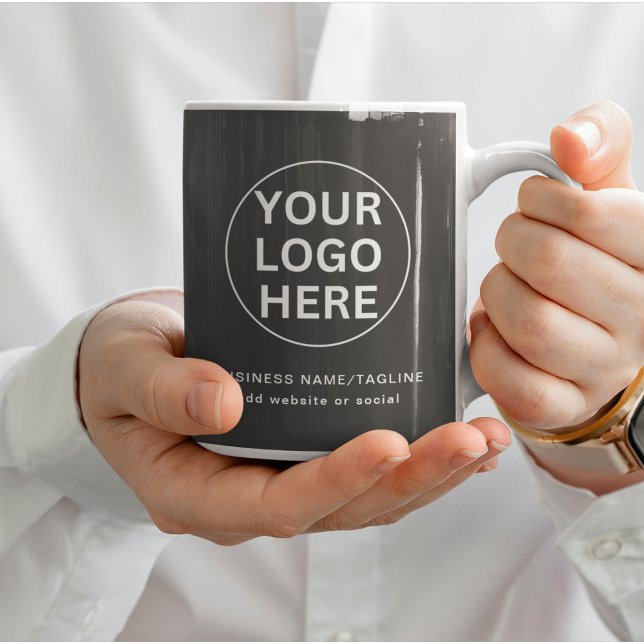 Mug Logo commercial et texte personnalisé l Promo gris (Créateur téléchargé)