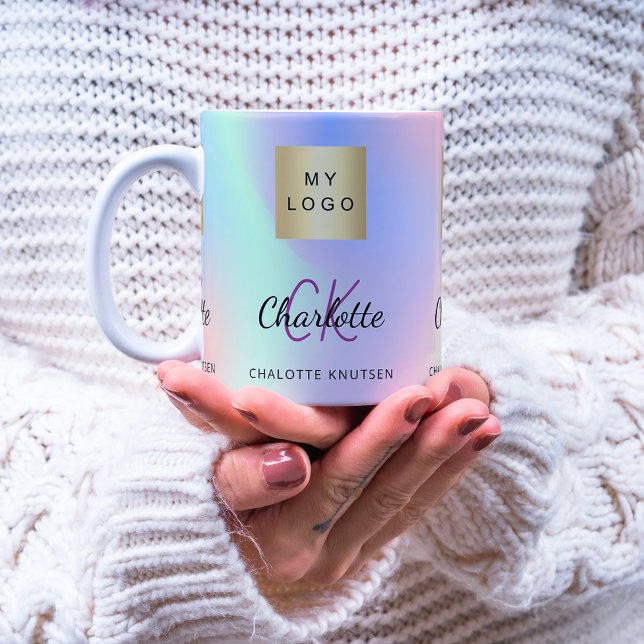 Mug Logo de l'entreprise de monogramme holographique (Créateur téléchargé)