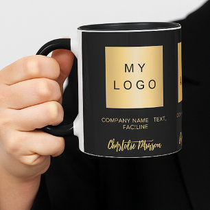 Mug Logo de l'entreprise noir nom or
