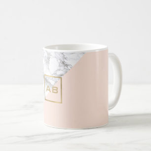 Mug Logo de marbre géométrique moderne/Monogramme rose