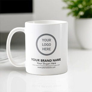 Mug Logo d'entreprise minimaliste en céramique blanche