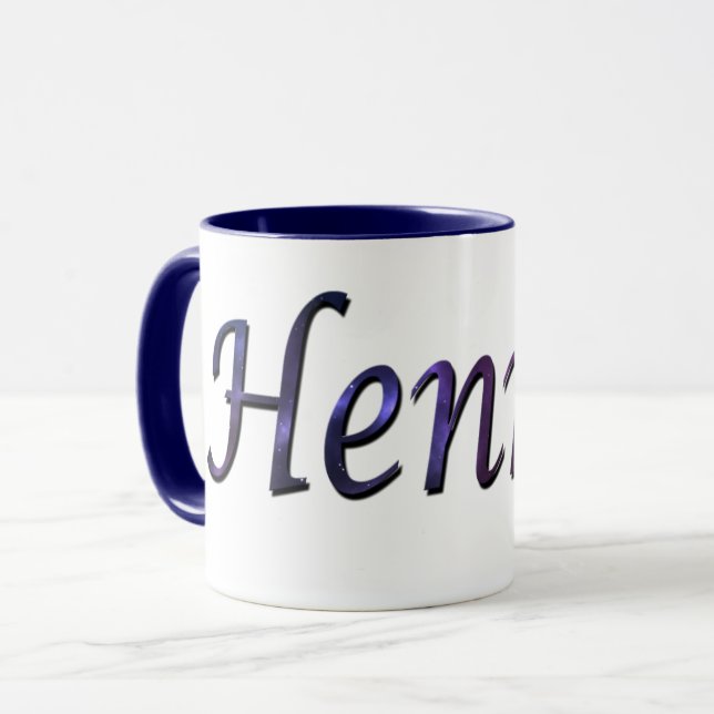Mug Logo du nom de Henry bleu, (Devant gauche)