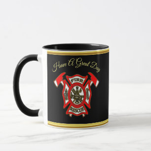 Mug Logo du Service des incendies Feuil doré et insign
