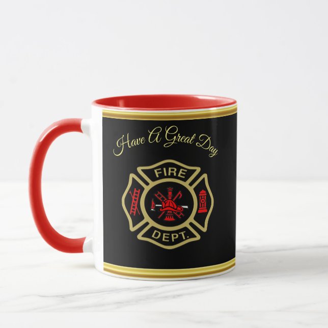 Mug Logo du Service des incendies Gold and Back Badge  (Gauche)