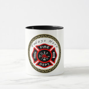 Mug Logo du service d'incendie Badge noir et rouge