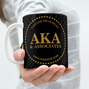 Mug Logo Monogramme d'entreprise Trellis d'or noir
