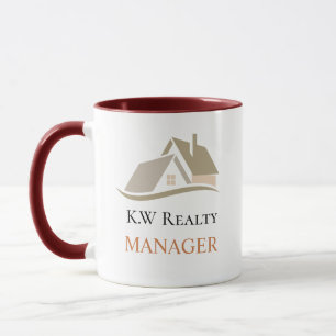 Mug Logo personnalisé blanc et or pour l'immobilier mo