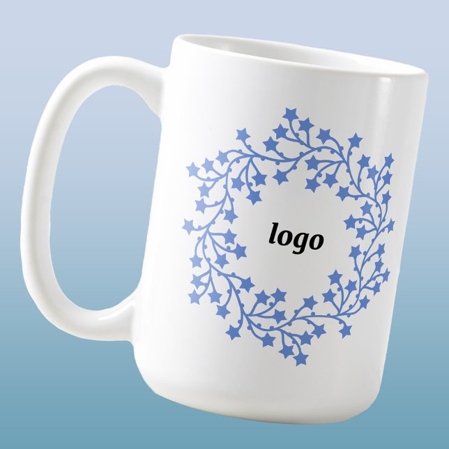 Mug Logo Star Wreath Business Holiday (Logo wreath business promotional holiday coffee mug)