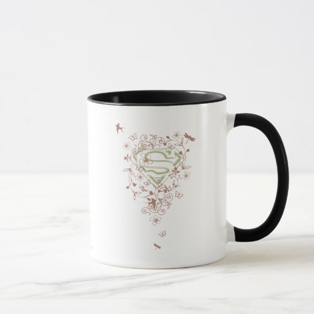 Mug Logo Supergirl Green Floral (Droite)