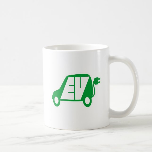 Mug Logo vert d'icône du véhicule électrique EV - (Droite)