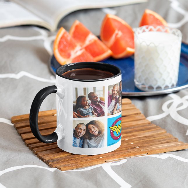 Mug Logo Wonder Woman | Maman Photo Collage (Mug on coaster)