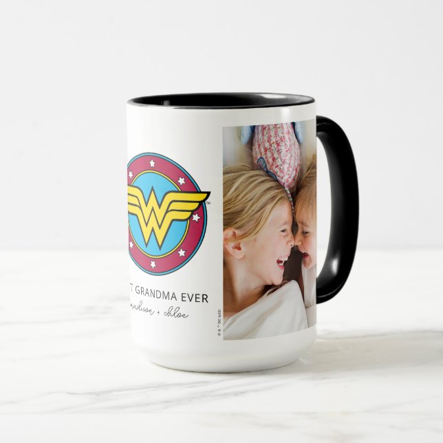 Mug Logo Wonder Woman | Meilleure photo grand-mère (Devant droit)