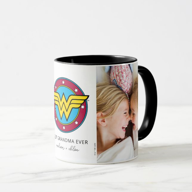 Mug Logo Wonder Woman | Meilleure photo grand-mère (Devant droit)