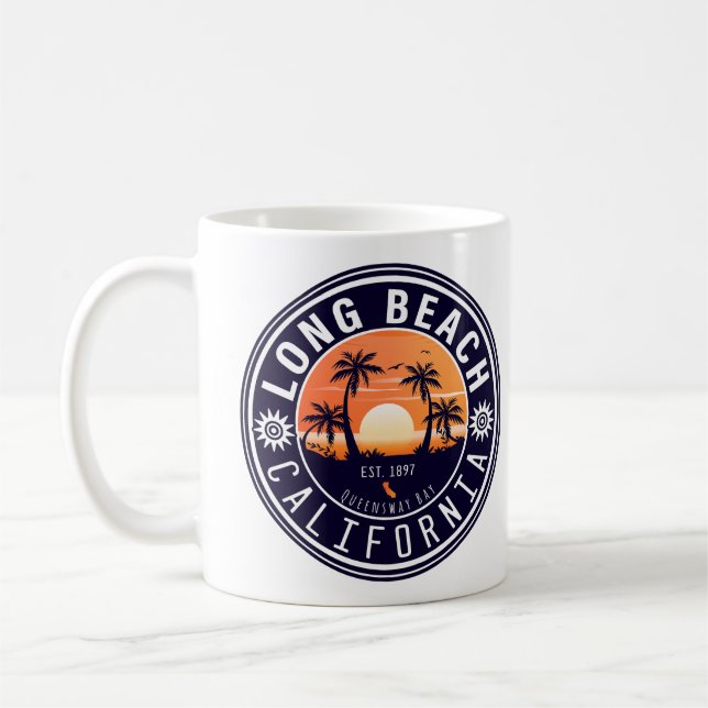 Mug Long Beach California Retro Sunset Souvenirs 80s (Gauche)