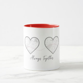 Mug Long Distance Relationship Map Hearts Personalized