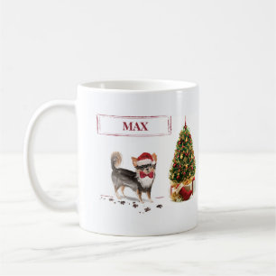 Mug Long Haired Chihuahua Funny Christmas Dog Tree