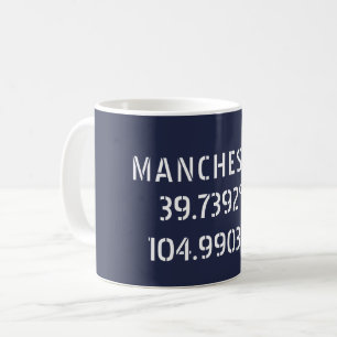 Mug Longitude de la latitude de Manchester