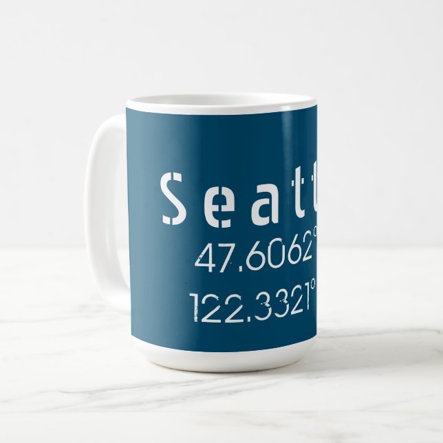 Mug Longitude de la latitude de Seattle (Devant gauche)