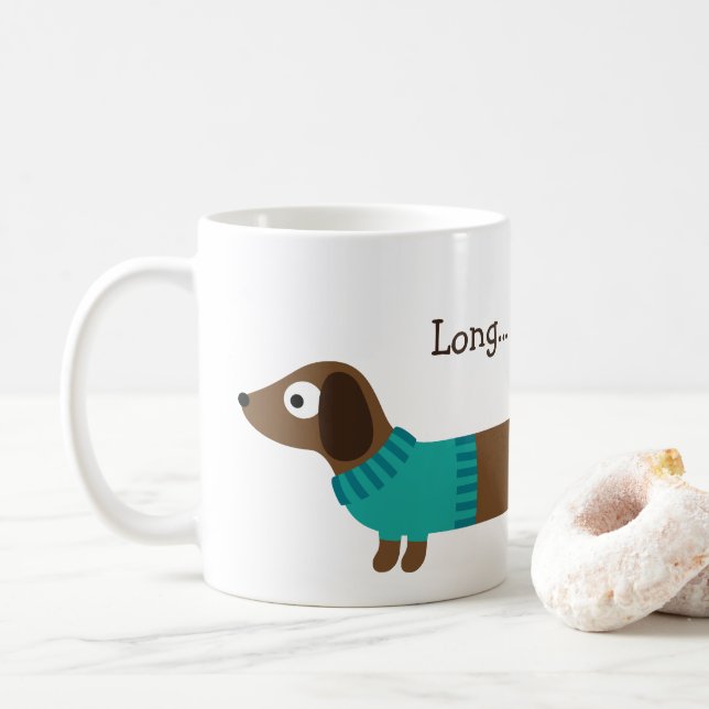 Mug Longue illustration mignonne de teckel (Avec donut)
