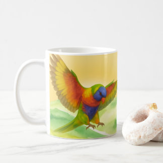 Mug Lorikeet arc-en-ciel à l'aquarelle dans le style d