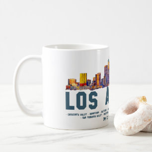 Mug Los Angeles Skyline. Noms et coordonnées des zones