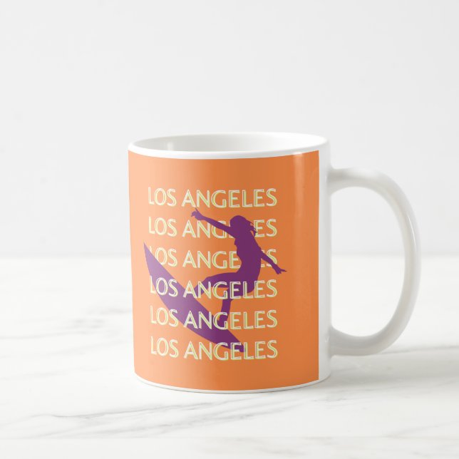 Mug Los Angeles Travel Art, Californie, Voyage, Orange (Droite)