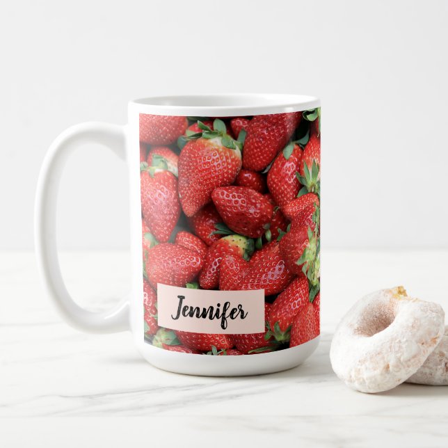 Mug Lot de fraises rouges juteuses (Avec donut)
