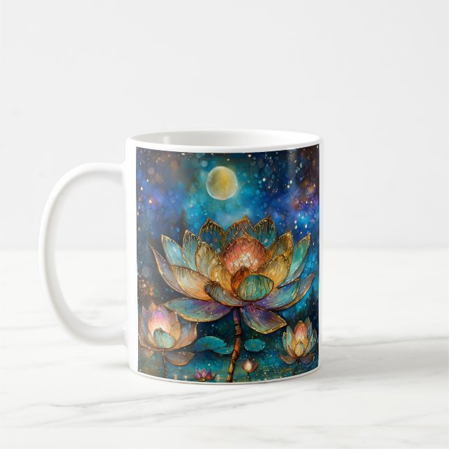 Mug Lotus de verre tendu fleurit au clair de lune (Gauche)