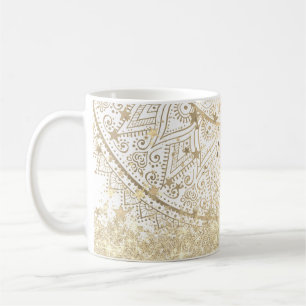 Mug Lotus Mandala avec Gold Stars Parties scintillant 