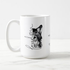 Mug Loup de la liberté Minimal Line Art -
