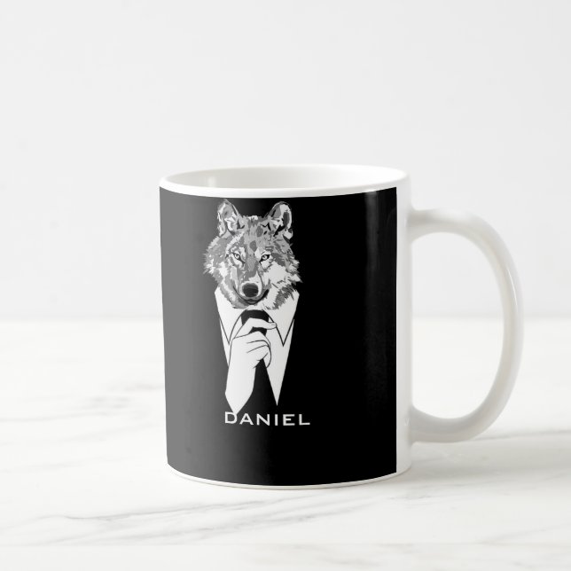 Mug Loup drôle de hippie avec le smoking noir (Droite)