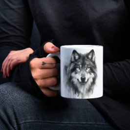 Mug Loup gris majestueux étonnant Aquarelle Faune