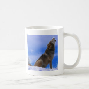 Mug Loup gris mis en danger par hurlement isolé