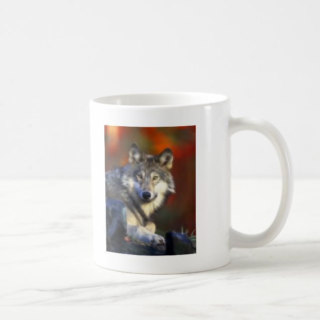 Mug Loup gris, photo numérique d'espèce menacée (Droite)