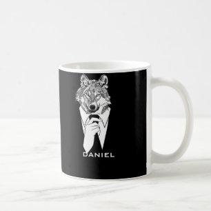 Mug Loup hipster drôle avec smoking noir personnalisé