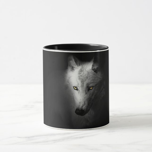 Mug Loup, loup noir et blanc photo (Centre)