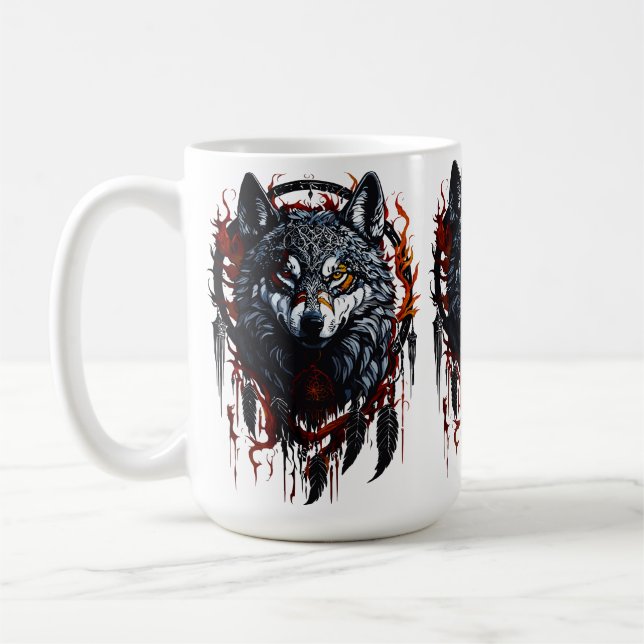 Mug Loup Mystique avec Attrape-Rêves (Gauche)