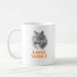 Mug "Loup solitaire" ou votre message, Loup gris Orang
