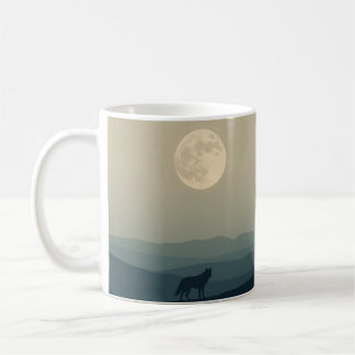 Mug Loup solitaire sous la pleine lune