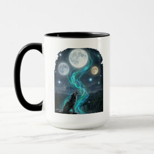 Mug Loup Trois Lunes Aurore - Ciel Nocturne Mystique