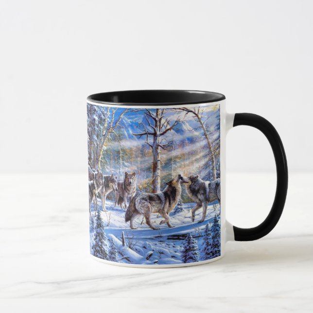 Mug Loups gris peignant (Droite)
