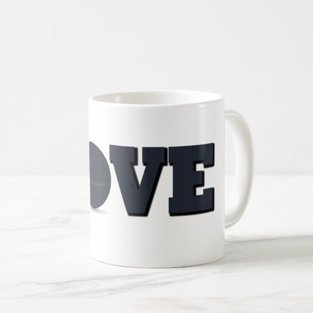 Mug Love basket-ball avec balle bleue (Devant droit)