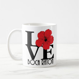 Mug LOVE Boca Raton Red Hibiscus 1oz Café à deux tons